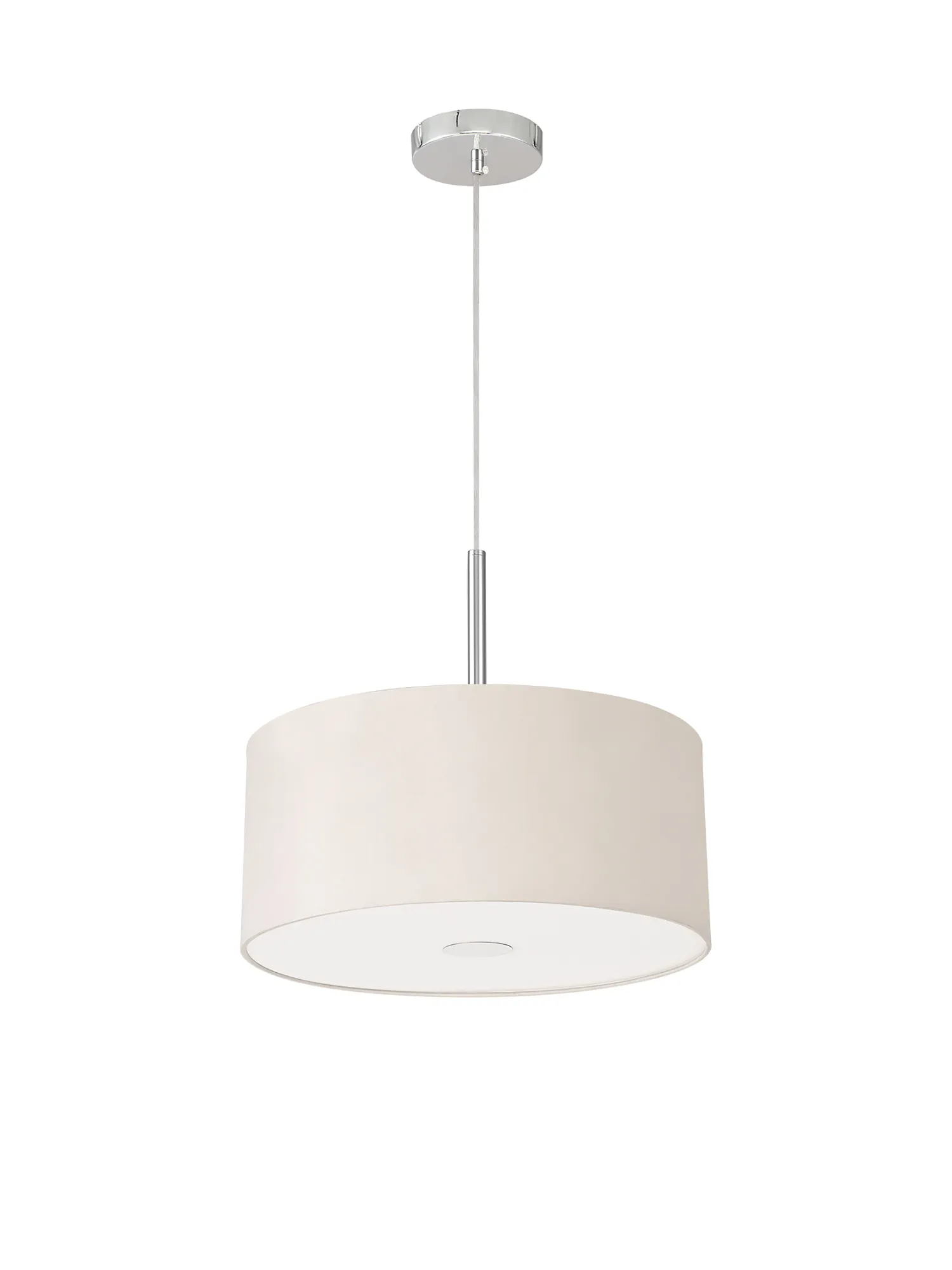 Baymont 40cm 3 Light Pendant Polished Chrome, Nude Beige/Moonlight, Frosted Diffuser DK0336  Deco Baymont CH NU
